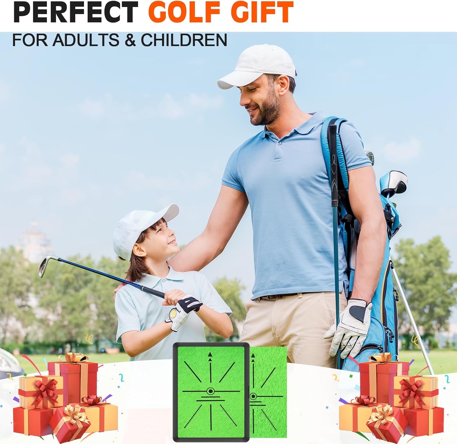 Golf Hitting Mat, Golf Mat Practice Indoor & Outdoor for Swing Path Feedback, 16"X12" Replaceable Golf Putting/Training/Swing Mat, Golf Accessories for Men & Women