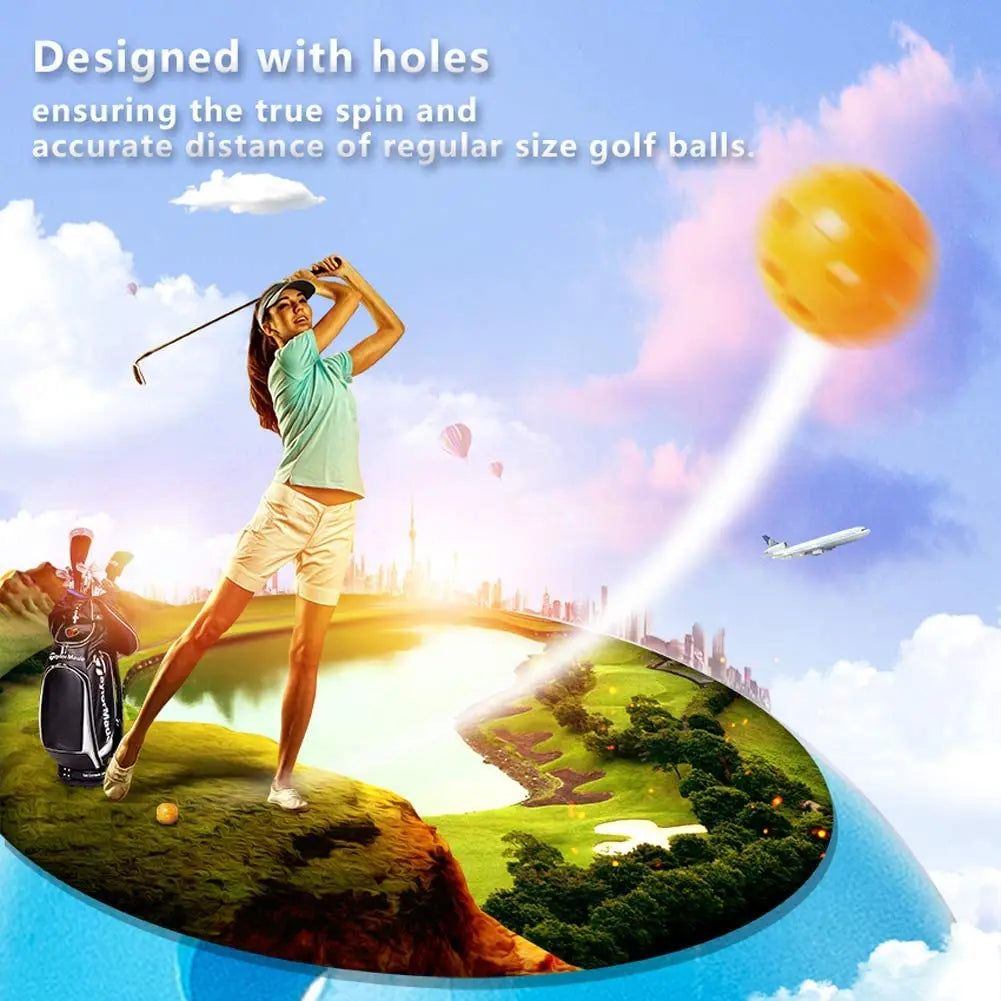 12Pcspractice Golf Balls Hollow Plastic Golf Training Balls Colored Airflow Golf Balls Swing Practice Driving Range PE Toy Ball