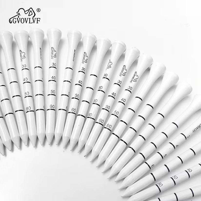 50Pcs  Bamboo Golf Degree Scale Tees 83Mm Long Tees Golf Strong Sustainable Biodegradable Adjustable Depth White