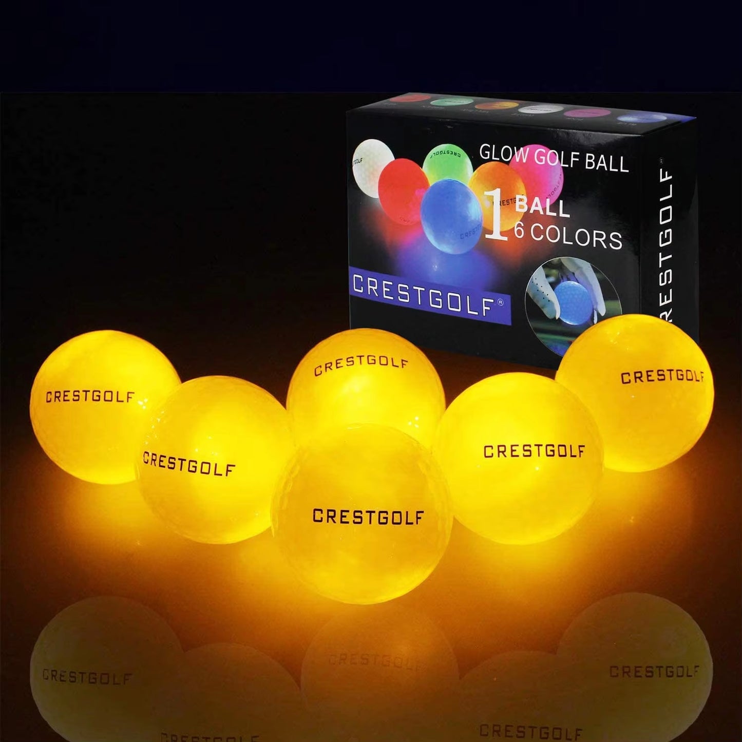 LED Golf Balls for Night Glow in the Dark Golf Ball with 4 Light Super Bright Six Colors Best Golf Gift for Golfers