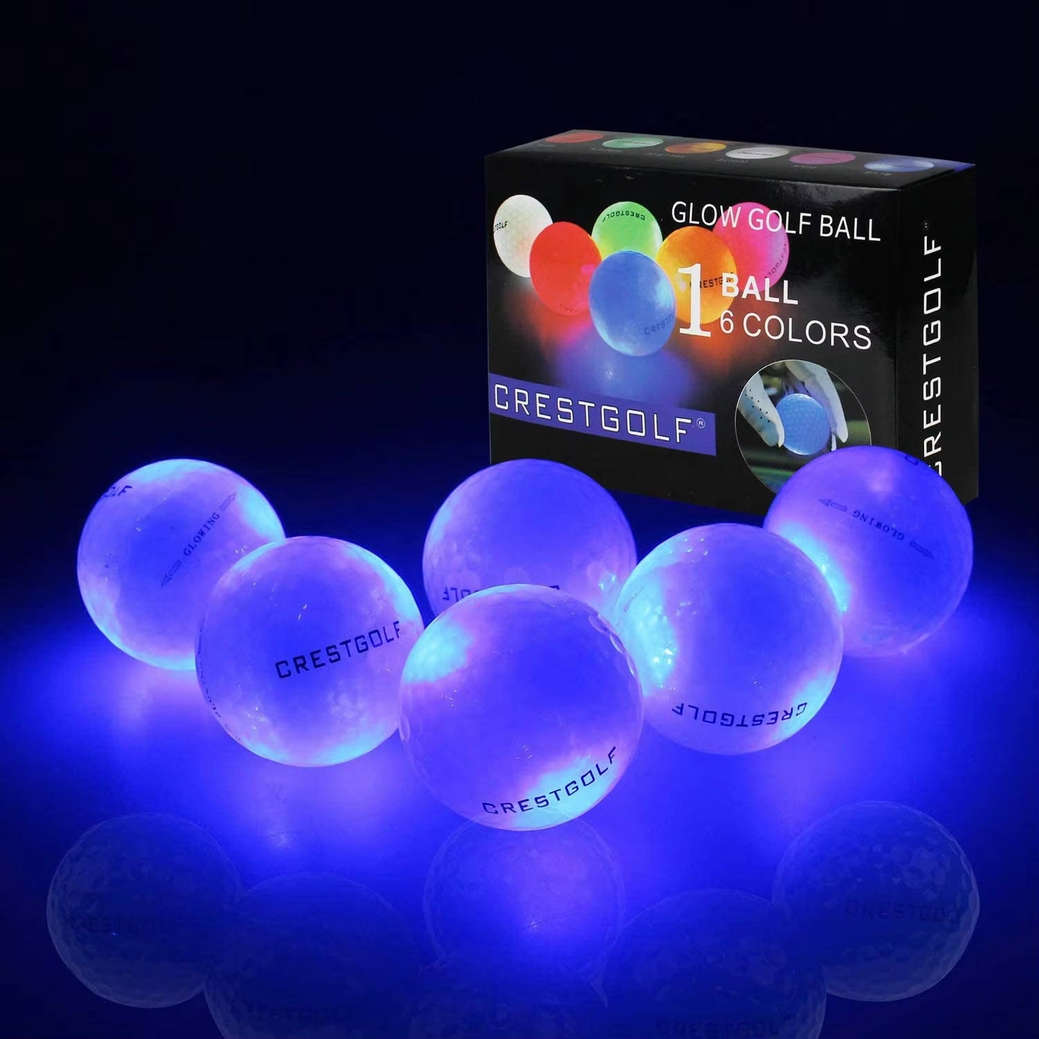 LED Golf Balls for Night Glow in the Dark Golf Ball with 4 Light Super Bright Six Colors Best Golf Gift for Golfers