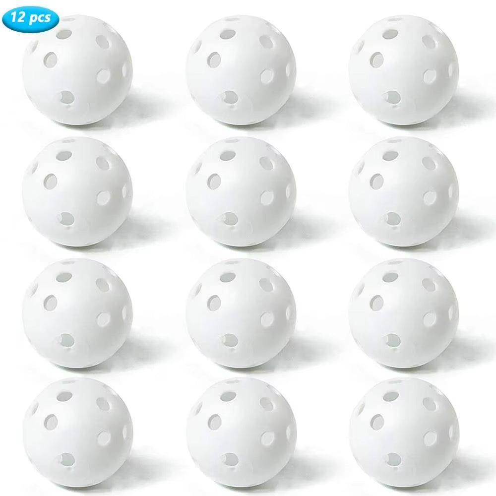 12Pcspractice Golf Balls Hollow Plastic Golf Training Balls Colored Airflow Golf Balls Swing Practice Driving Range PE Toy Ball
