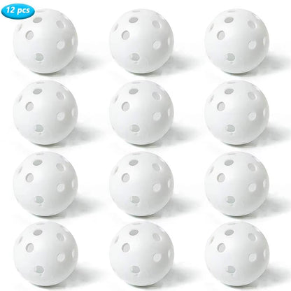 12Pcspractice Golf Balls Hollow Plastic Golf Training Balls Colored Airflow Golf Balls Swing Practice Driving Range PE Toy Ball