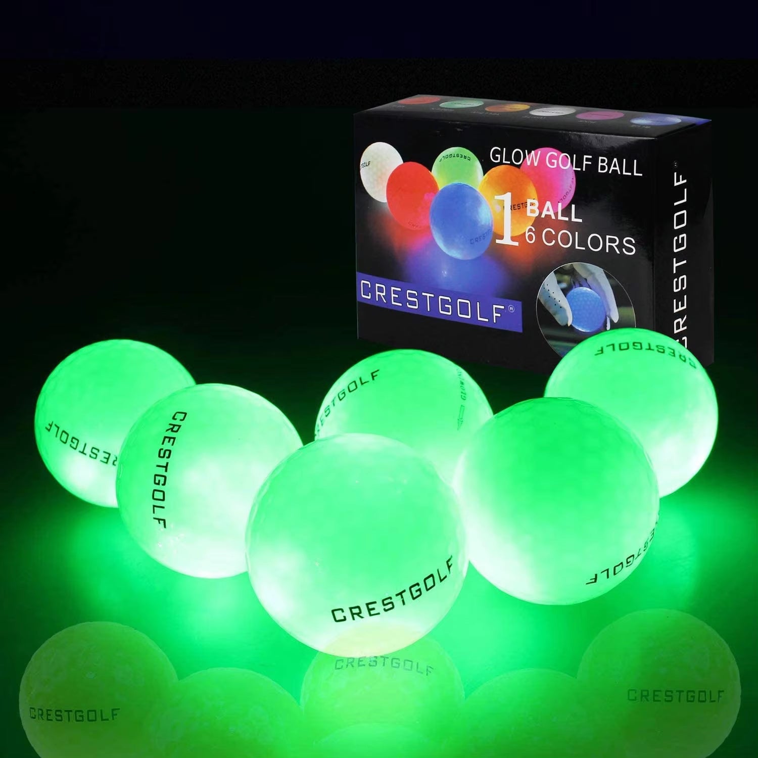 LED Golf Balls for Night Glow in the Dark Golf Ball with 4 Light Super Bright Six Colors Best Golf Gift for Golfers