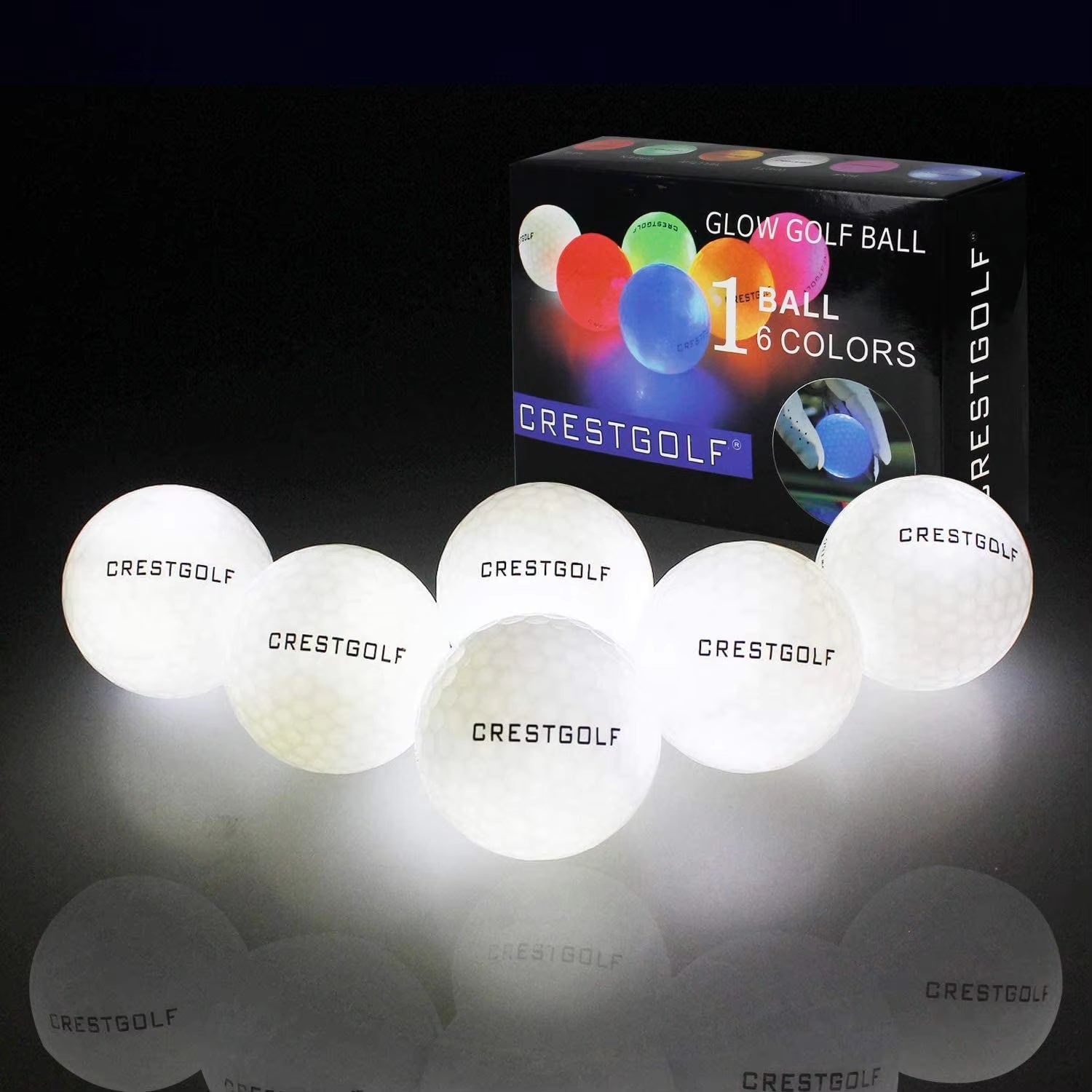 LED Golf Balls for Night Glow in the Dark Golf Ball with 4 Light Super Bright Six Colors Best Golf Gift for Golfers