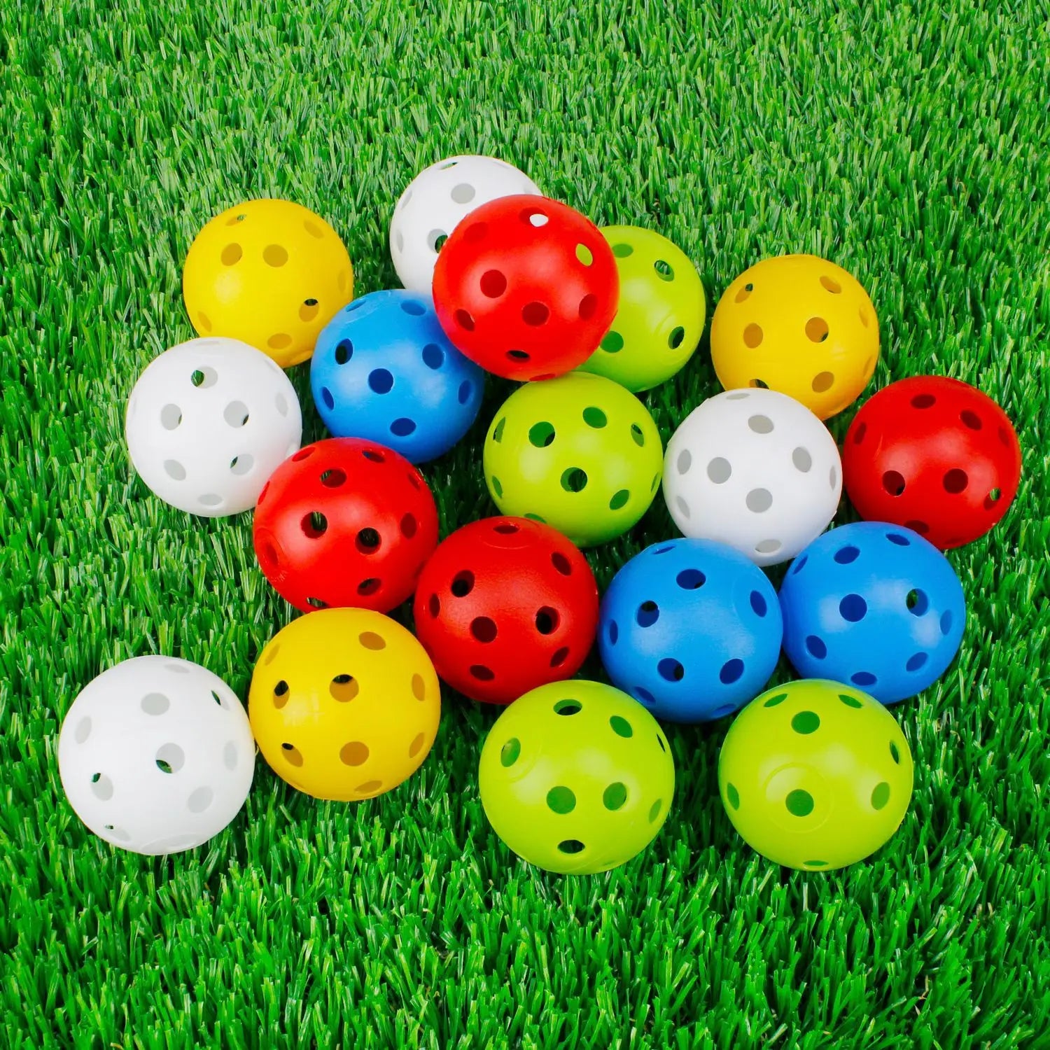12Pcspractice Golf Balls Hollow Plastic Golf Training Balls Colored Airflow Golf Balls Swing Practice Driving Range PE Toy Ball
