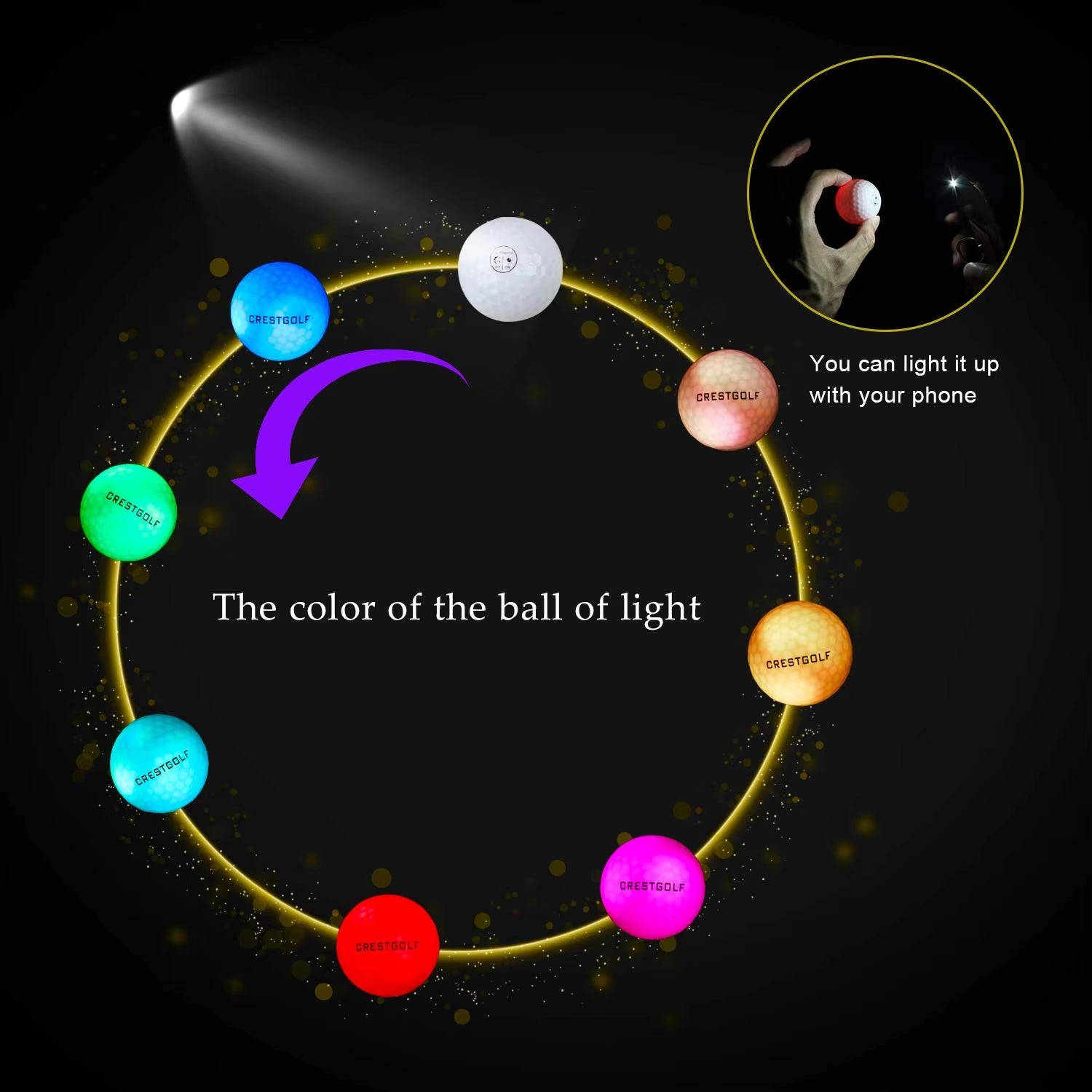 LED Golf Balls for Night Glow in the Dark Golf Ball with 4 Light Super Bright Six Colors Best Golf Gift for Golfers