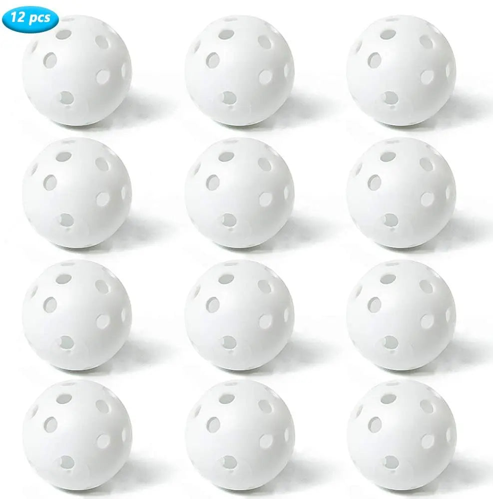 12Pcspractice Golf Balls Hollow Plastic Golf Training Balls Colored Airflow Golf Balls Swing Practice Driving Range PE Toy Ball