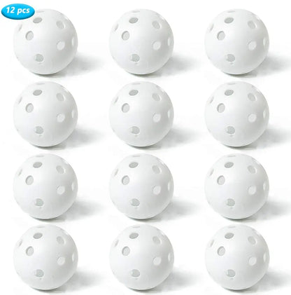 12Pcspractice Golf Balls Hollow Plastic Golf Training Balls Colored Airflow Golf Balls Swing Practice Driving Range PE Toy Ball