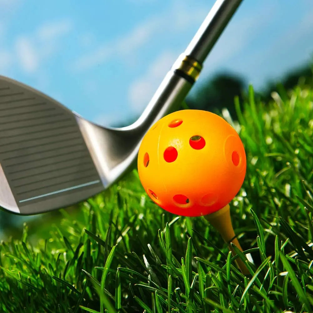 12Pcspractice Golf Balls Hollow Plastic Golf Training Balls Colored Airflow Golf Balls Swing Practice Driving Range PE Toy Ball