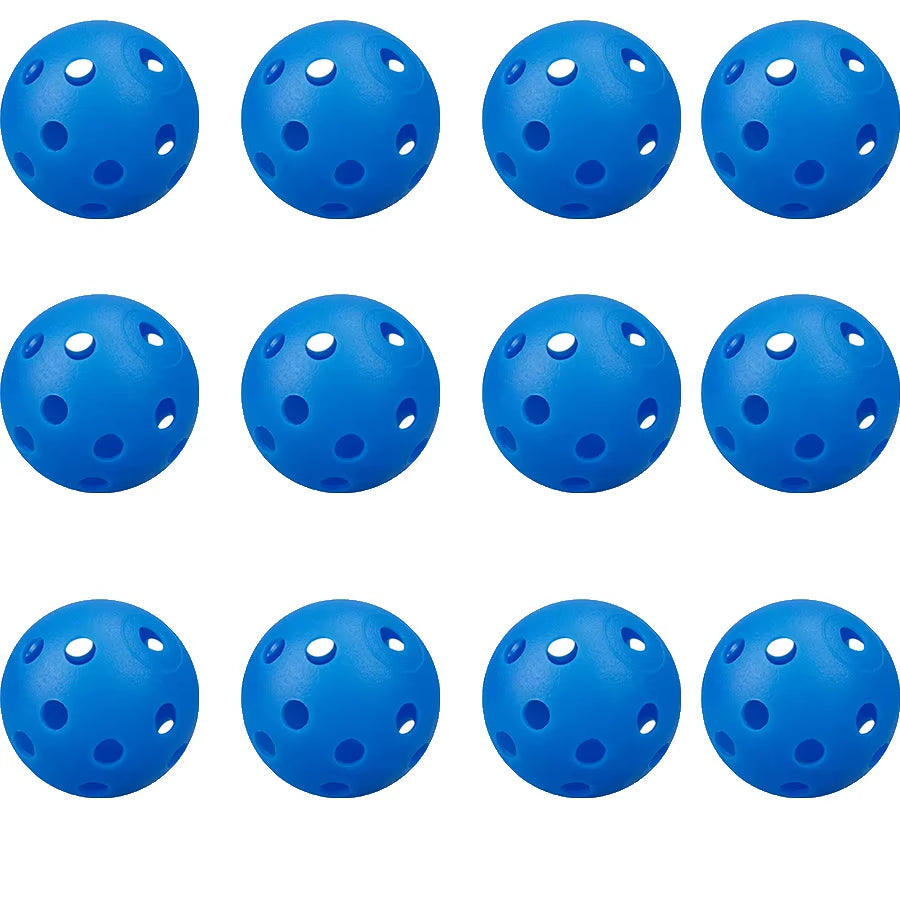 12Pcspractice Golf Balls Hollow Plastic Golf Training Balls Colored Airflow Golf Balls Swing Practice Driving Range PE Toy Ball