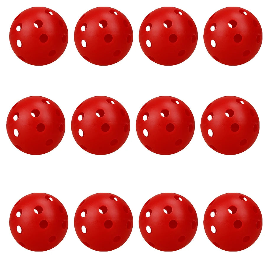 12Pcspractice Golf Balls Hollow Plastic Golf Training Balls Colored Airflow Golf Balls Swing Practice Driving Range PE Toy Ball