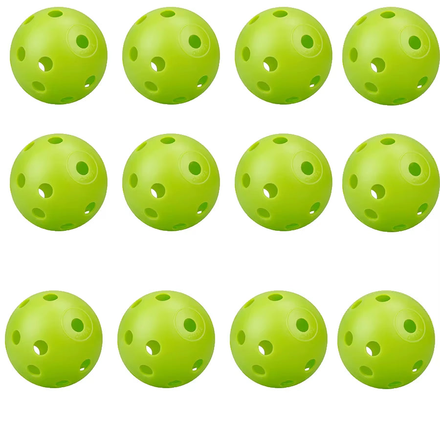12Pcspractice Golf Balls Hollow Plastic Golf Training Balls Colored Airflow Golf Balls Swing Practice Driving Range PE Toy Ball