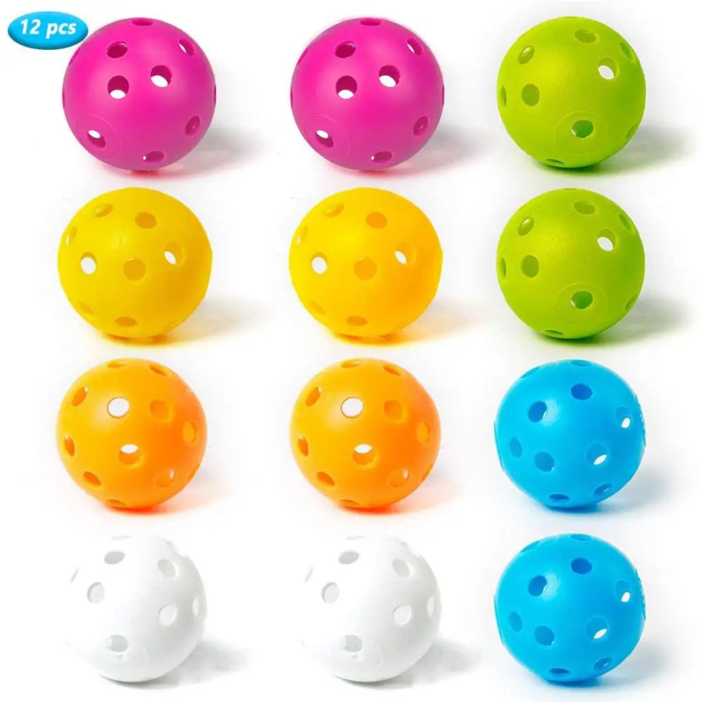 12Pcspractice Golf Balls Hollow Plastic Golf Training Balls Colored Airflow Golf Balls Swing Practice Driving Range PE Toy Ball