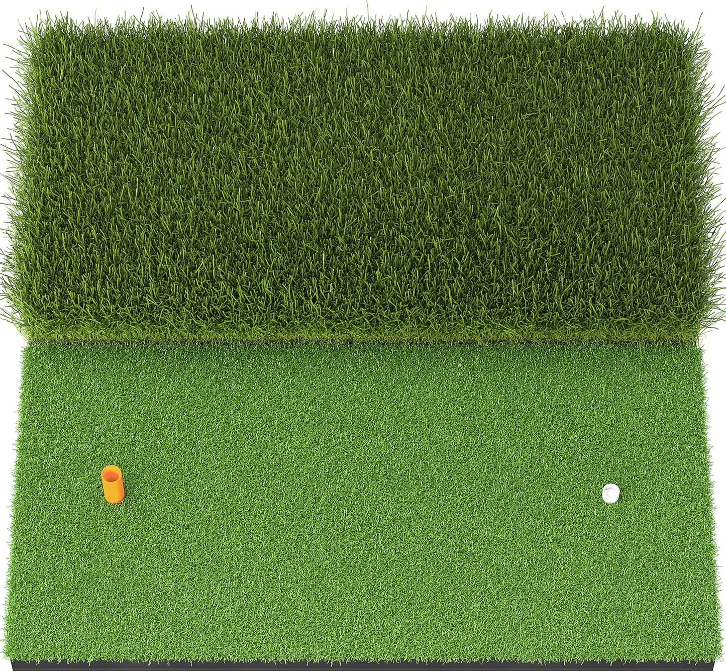 Golf Hitting Mat, Two Options (Heavy Rubber Base Dual-Turf Mat with Ball Tray, Tri-Turf Mat with Practice Golf Balls), Portable Golf Practice Training Mat for Indoor & Outdoor