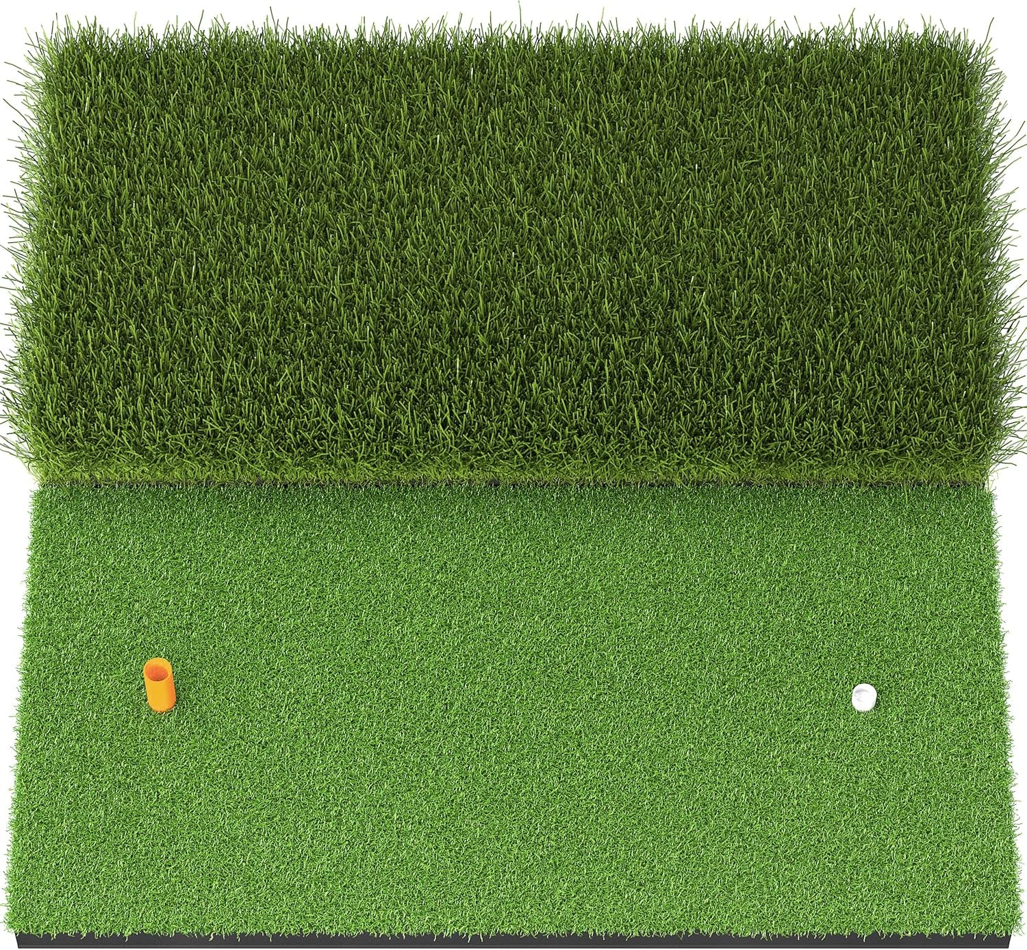 Golf Hitting Mat, Two Options (Heavy Rubber Base Dual-Turf Mat with Ball Tray, Tri-Turf Mat with Practice Golf Balls), Portable Golf Practice Training Mat for Indoor & Outdoor